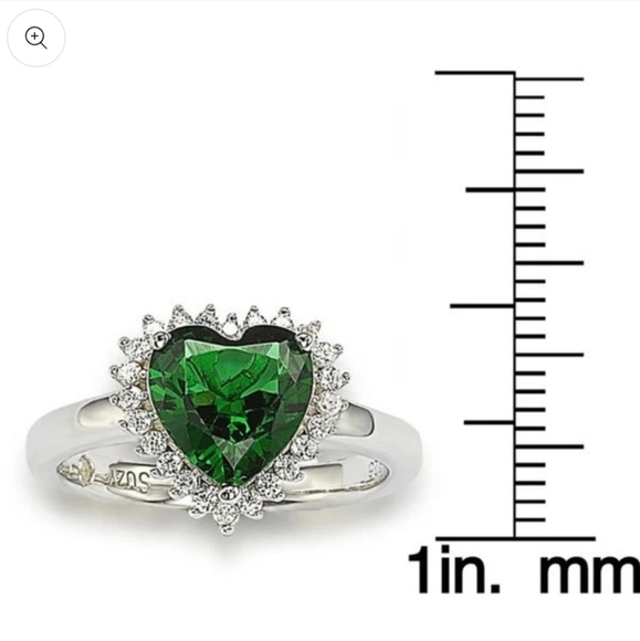 🔹️Suzy Levian🔹️ Sterling Silver Heart-shaped Green Cubic Zirconia Ring Size 7 - Picture 8 of 8